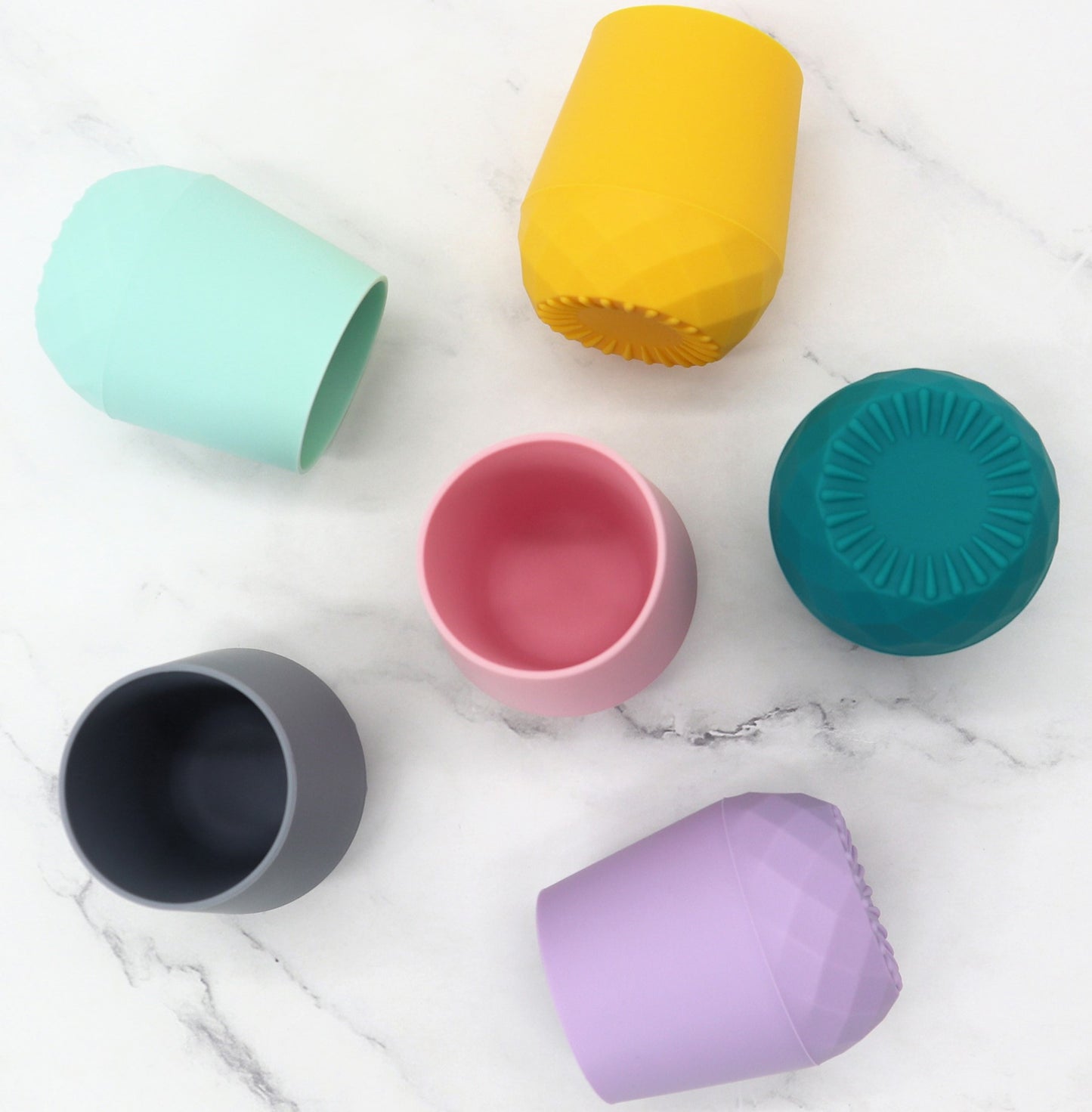 2 pack Tiny Baby Cups, Open Training Cups 2oz (Pastel Earth)