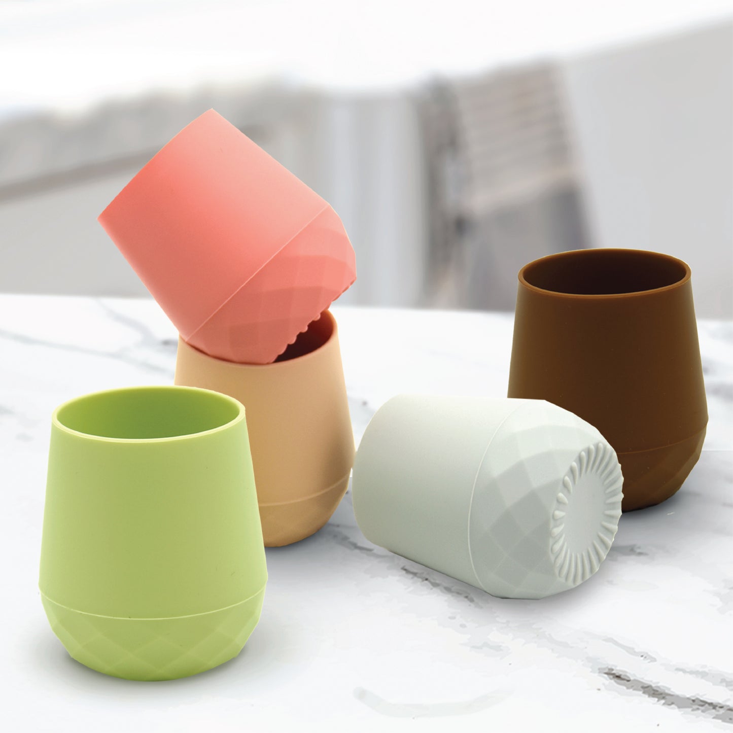 2 pack Tiny Baby Cups, Open Training Cups 2oz (Pastel Earth)