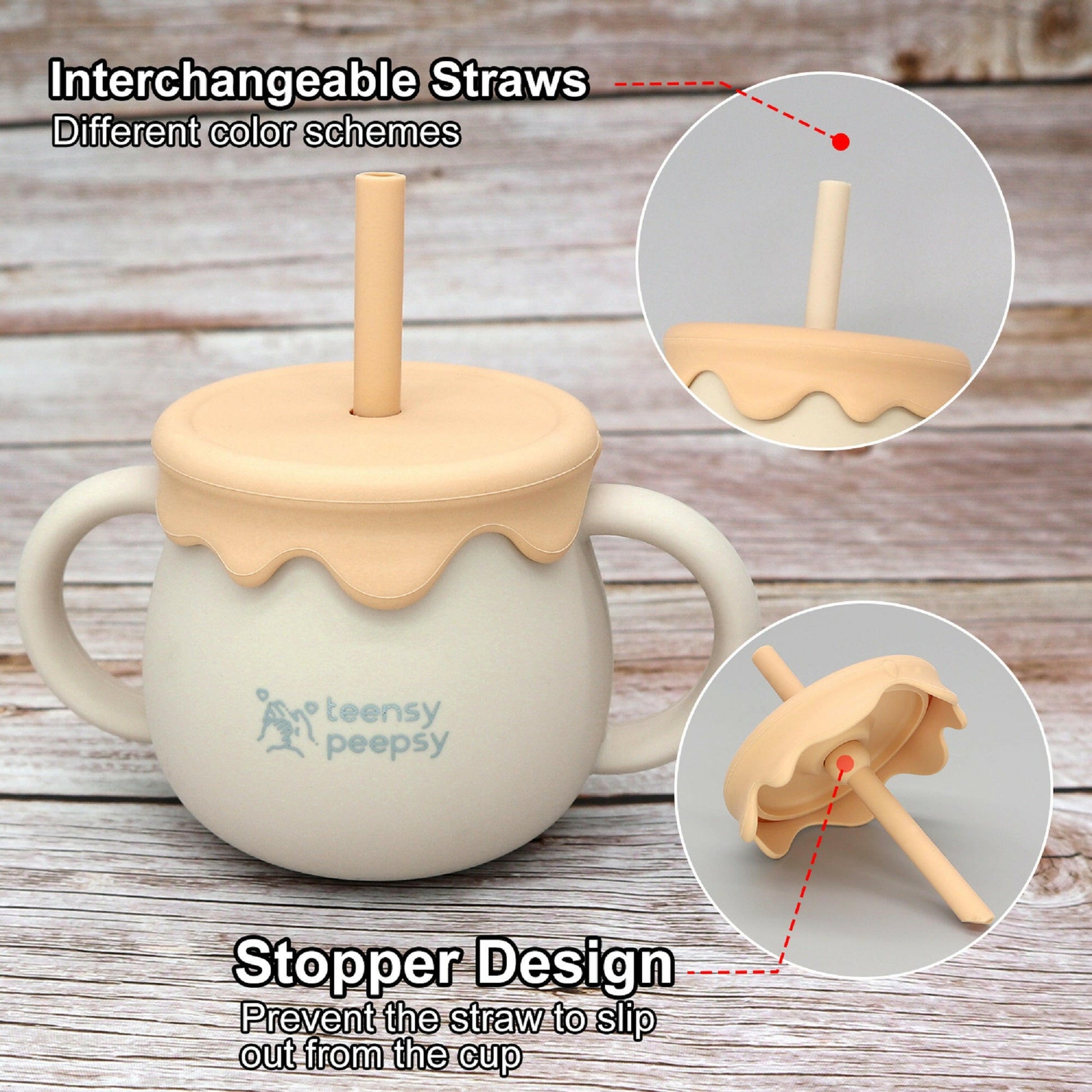 Honey Pot 3-in-1 Silicone Training Cup (Sandy Beige) - teensy peepsy