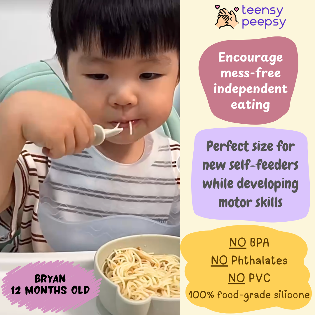 Bear Shaped Silicone Baby Bowl Feeding Set (Summer Sky)