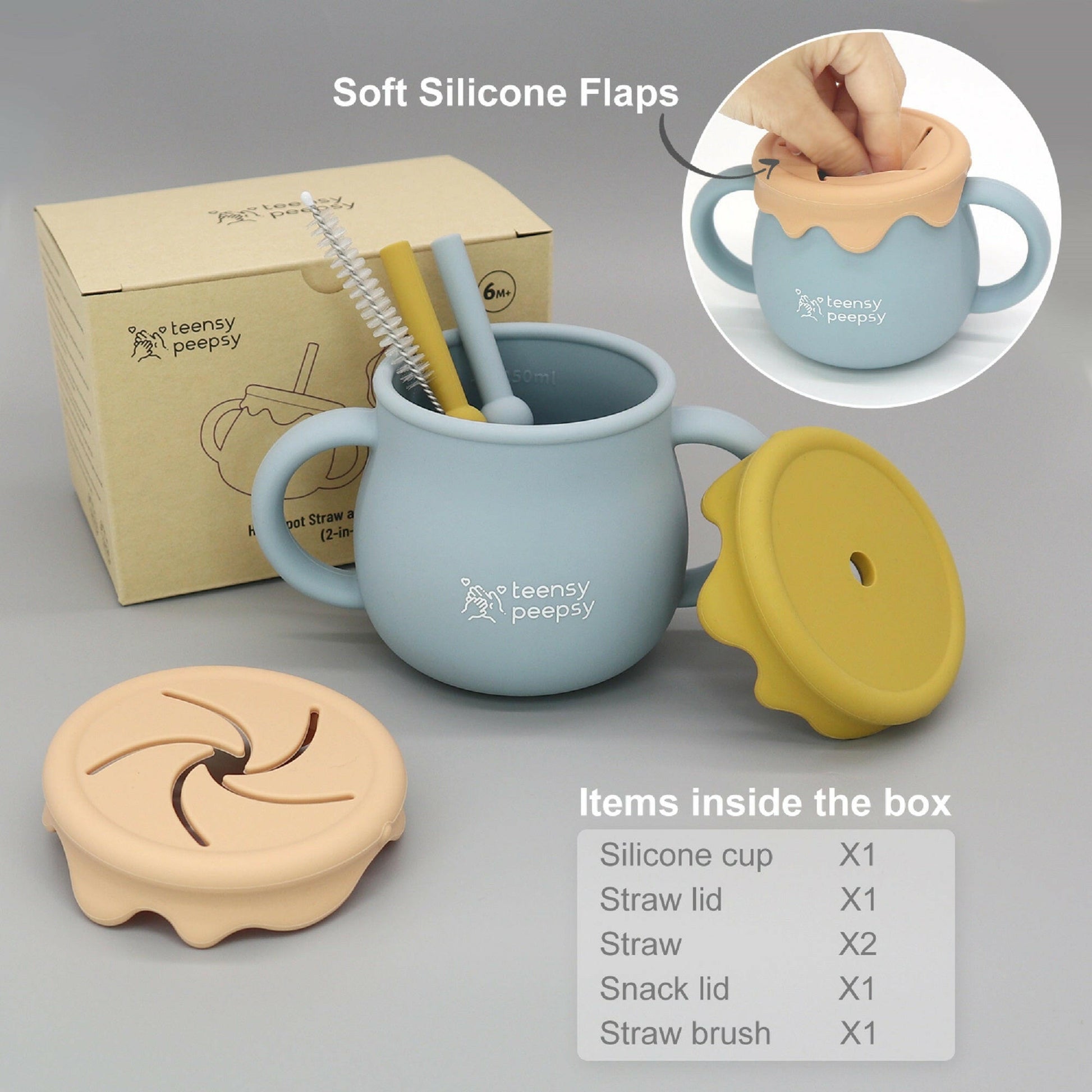 Honey Pot 3-in-1 Silicone Training Cup (Honey Jar Blue) - teensy peepsy
