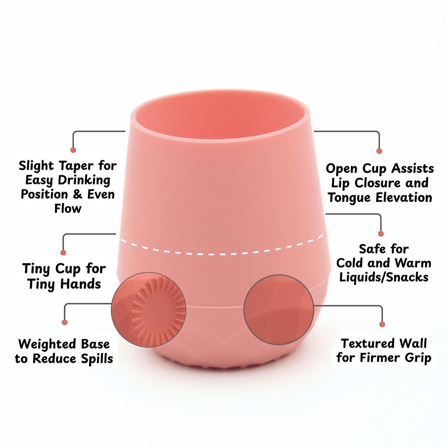 2 pack Tiny Baby Cups, Open Training Cups 2oz (Pink Porcelain)