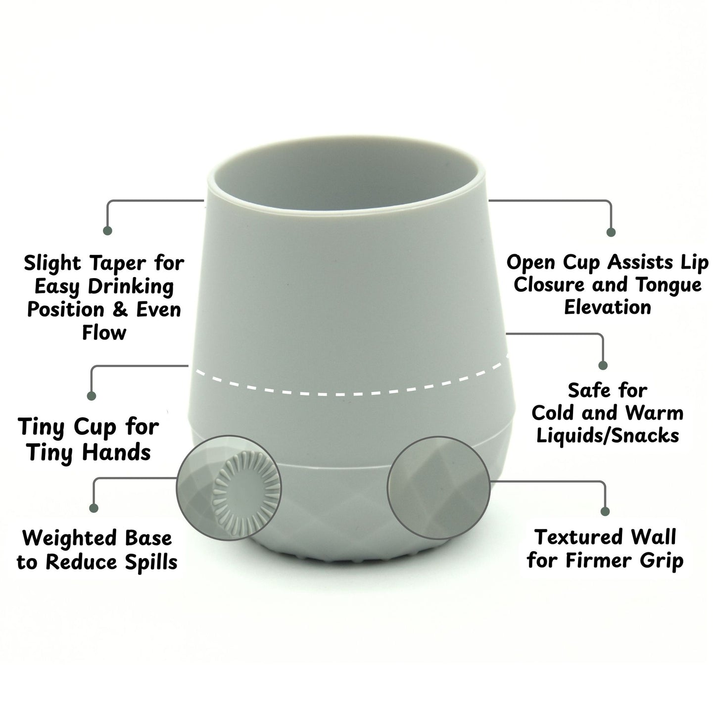 2 pack Tiny Baby Cups, Open Training Cups 2oz (Blue Ivory)