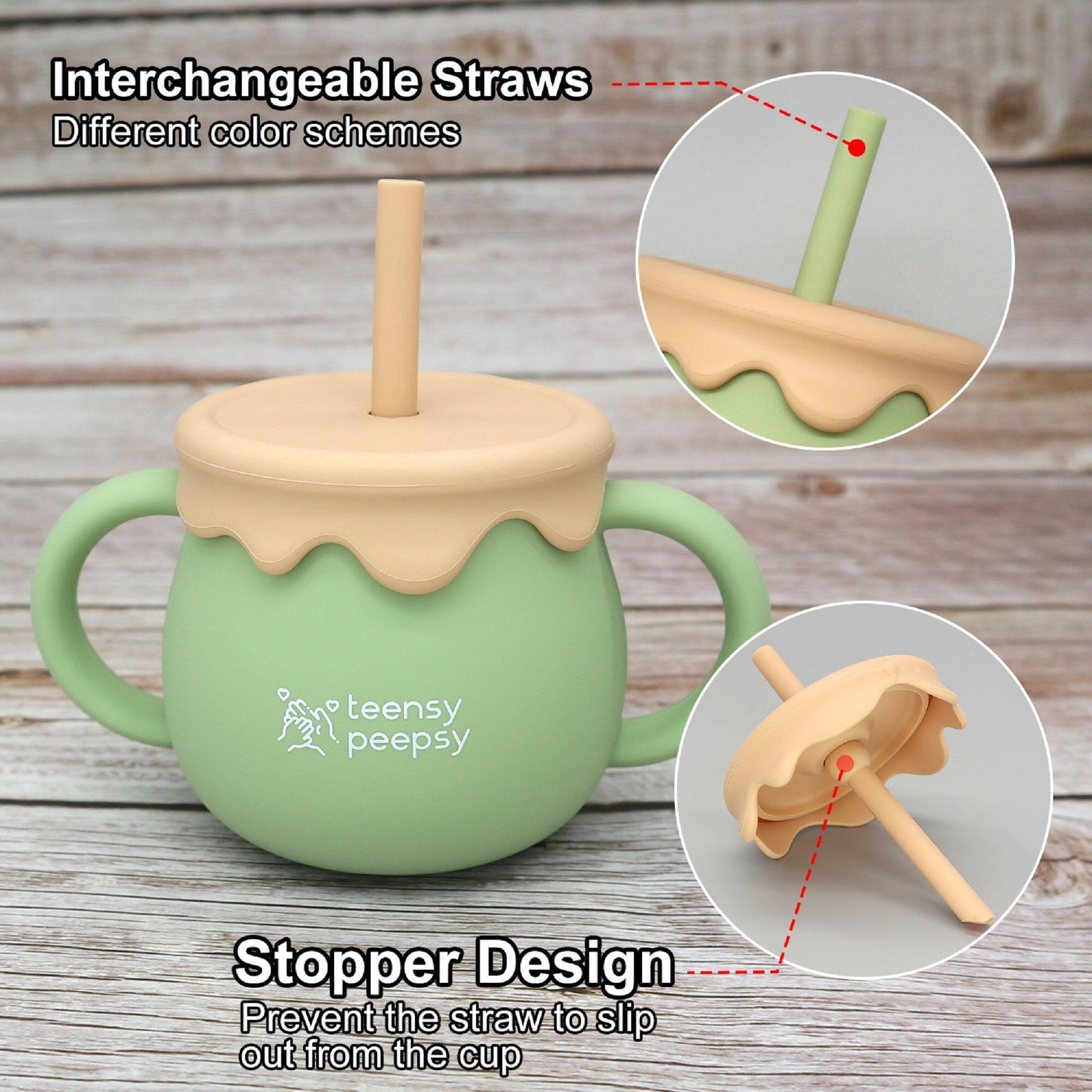 Honey Pot 3-in-1 Silicone Training Cup (Forest Green) - teensy peepsy
