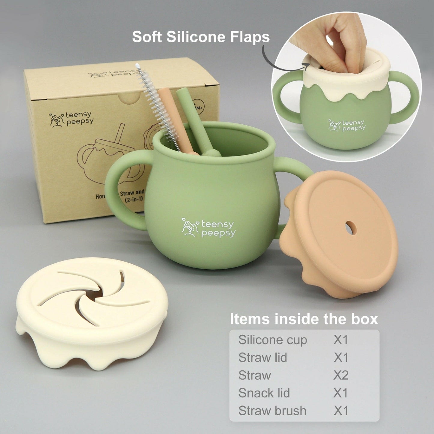 Honey Pot 3-in-1 Silicone Training Cup (Forest Green) - teensy peepsy