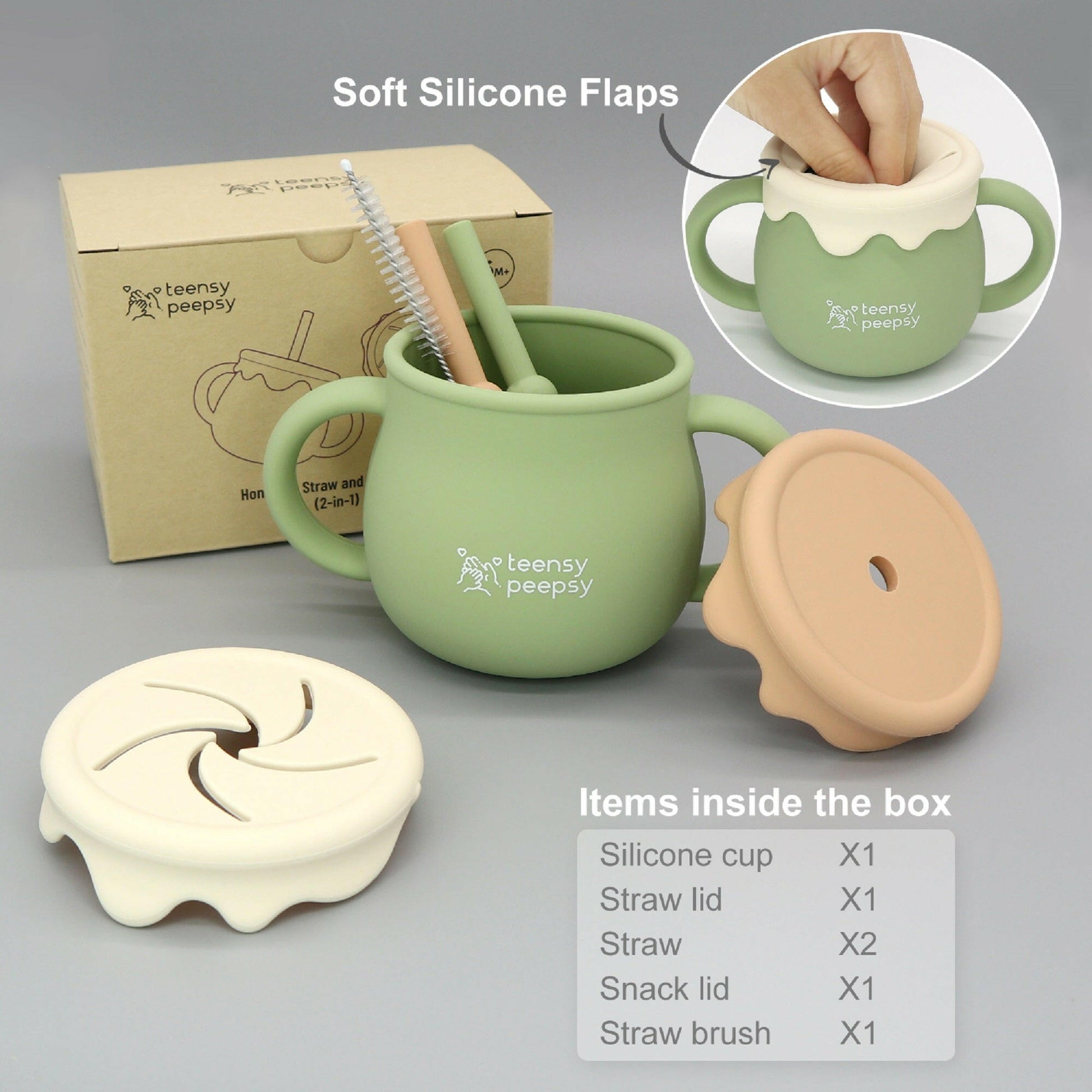 Honey Pot 3-in-1 Silicone Training Cup (Forest Green) - teensy peepsy