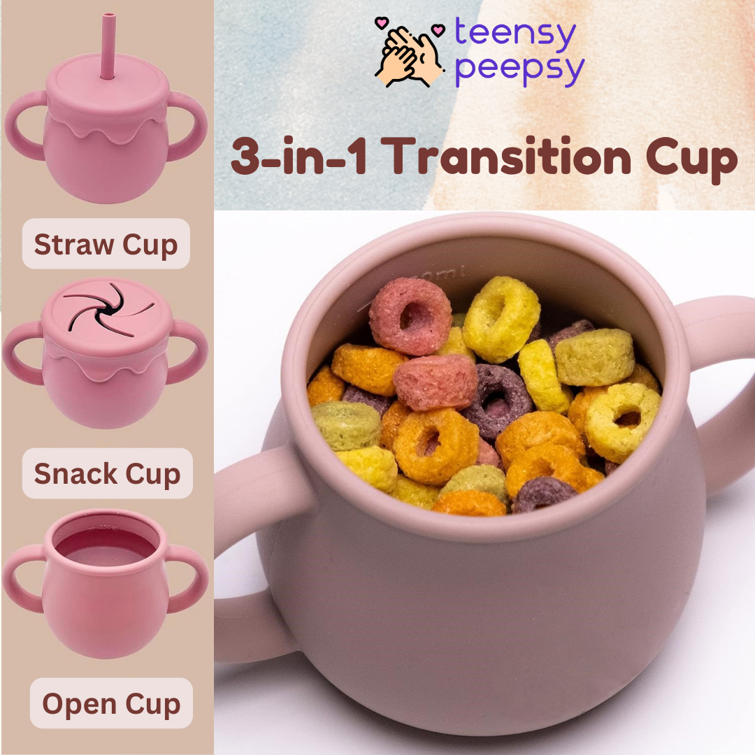 Honey Pot 3-in-1 Silicone Training Cup (Honey Jar Blue) - teensy peepsy