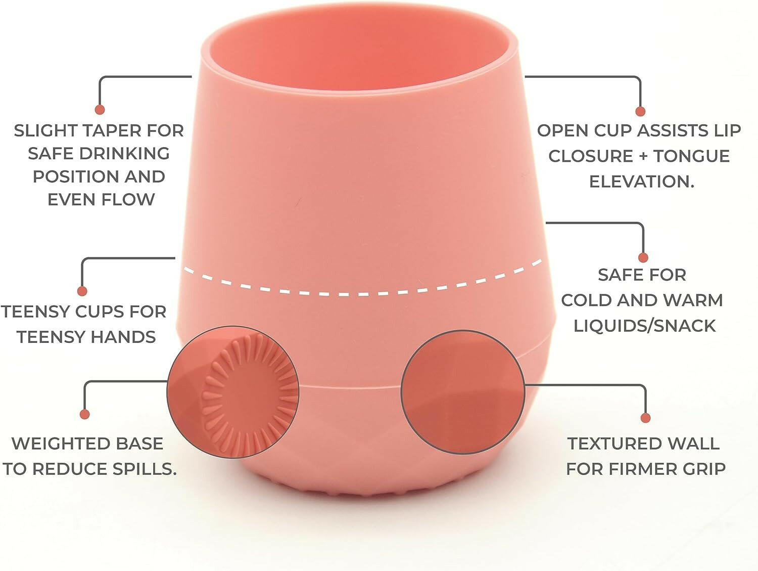 Tiny Baby Cups for 4 months+ (Pink Porcelain) - teensy peepsy
