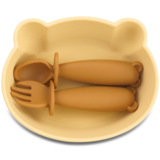 Bear Shaped Silicone Baby Bowl Feeding Set (Very Bear)