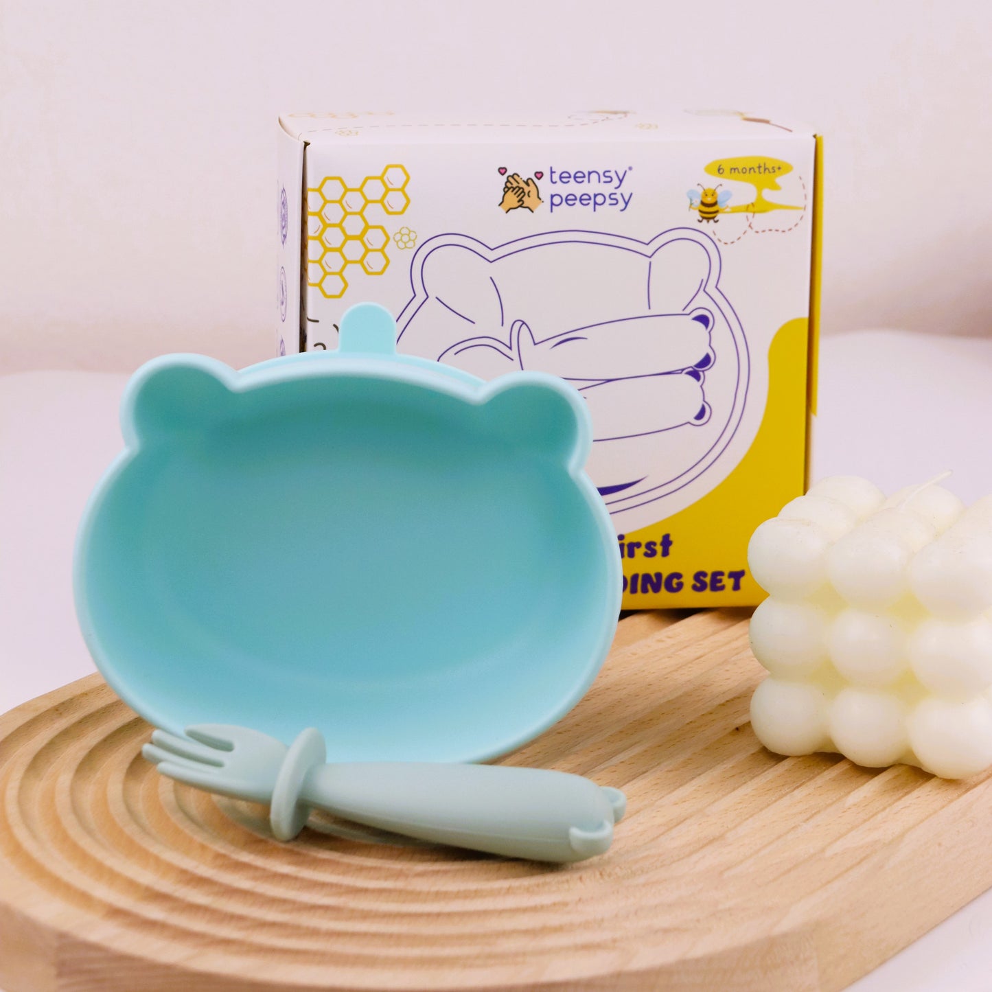 Bear Shaped Silicone Baby Bowl Feeding Set (Misty Jade)