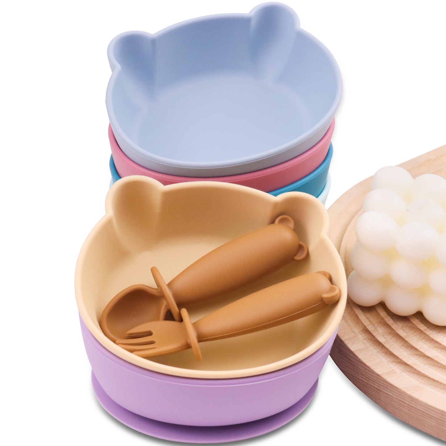Bear Shaped Silicone Baby Bowl Feeding Set (Very Bear)