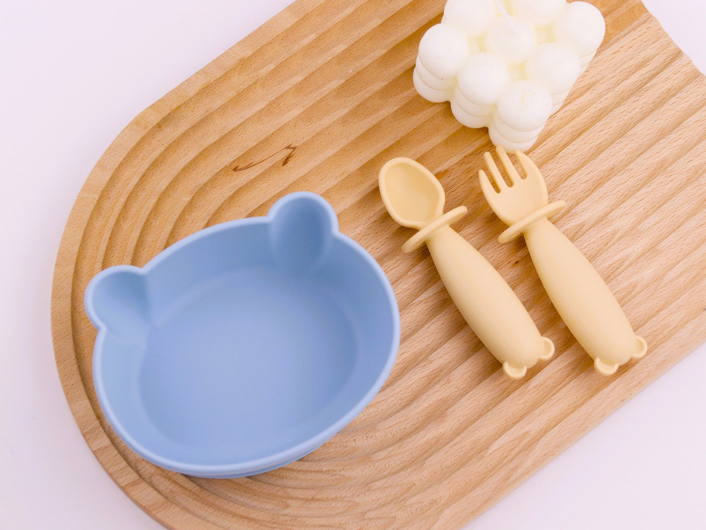 Bear Shaped Silicone Baby Bowl Feeding Set (Summer Sky)